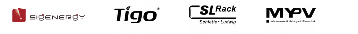 Partnerlogos: Sigenergy, Tigo, SL Rack, my-PV